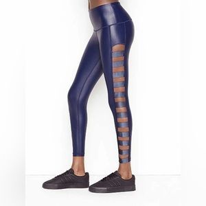 VICTORIAS SECRET Ladder High-Rise 7/8 Metallic Navy Leggings